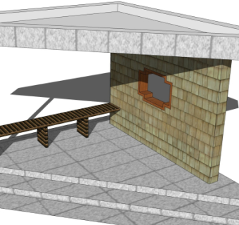 现代转角凉亭免费su模型