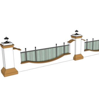 欧式围墙栏杆su模型
