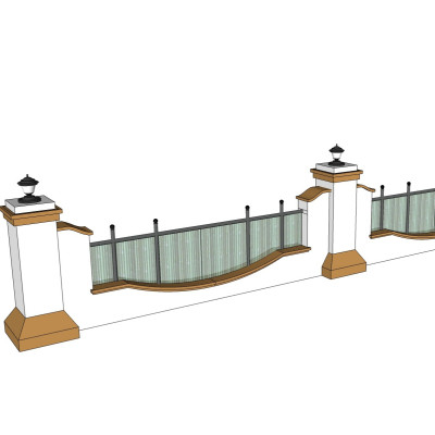 欧式围墙栏杆su模型