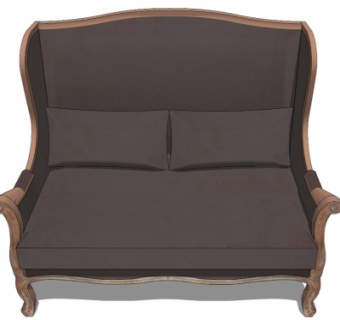 欧式皮革双人沙发su模型