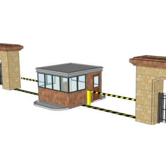 现代小区大门su模型