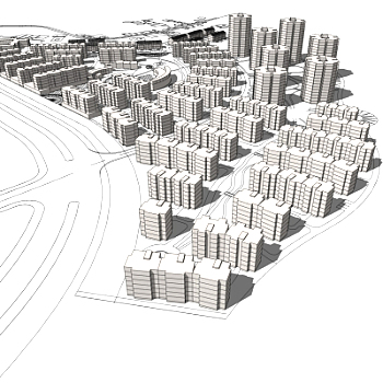现代小区规划su模型