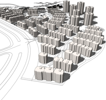 现代小区规划su模型