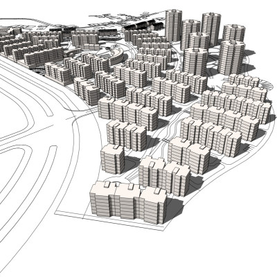 现代小区规划su模型