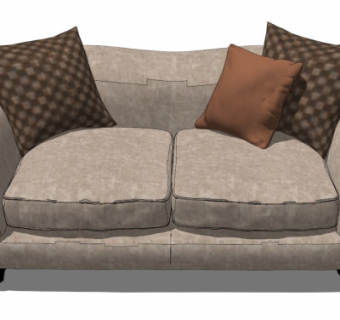 欧式布艺双人沙发su模型