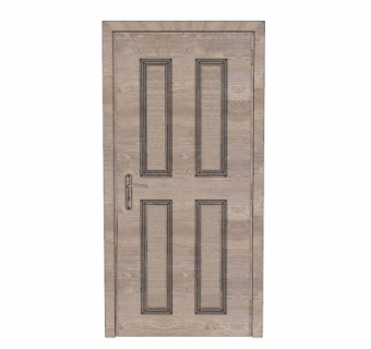 现代实木平开门su模型