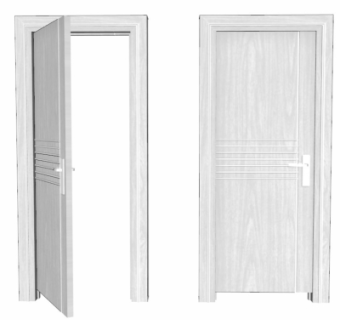 现代实木平开门su模型