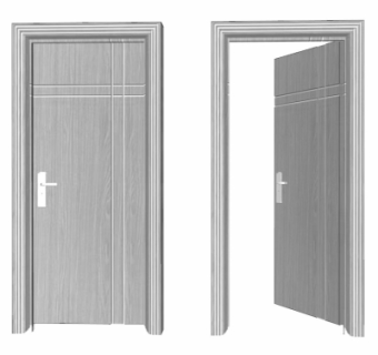 现代实木平开门su模型