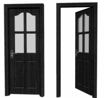 美式实木平开门su模型