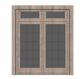 现代实木推拉门su模型