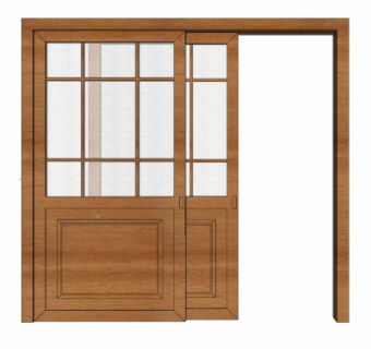 现代实木推拉门su模型