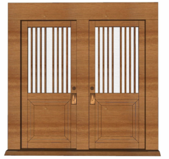 中式双开门su模型