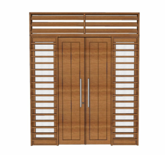 现代实木双开门su模型