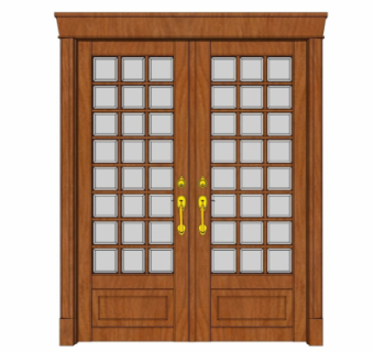 欧式实木推拉门su模型