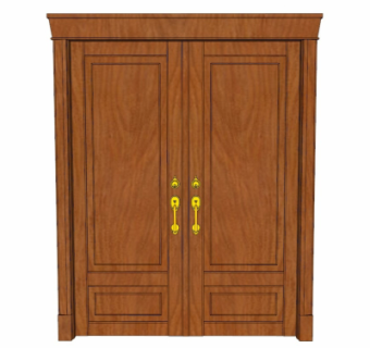 欧式实木双开门su模型
