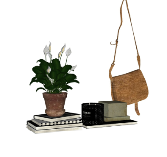 现代书籍摆件su模型