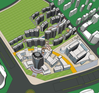 现代小区规划su模型