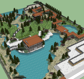 中式古典园林景观su模型