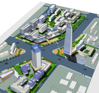 现代小区规划su模型