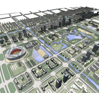 现代小区规划su模型