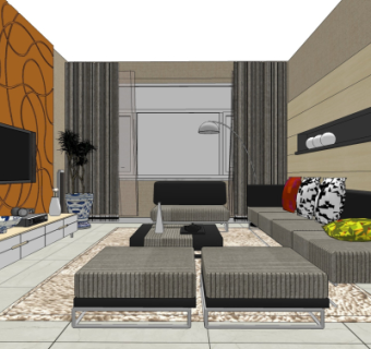 现代客厅su模型