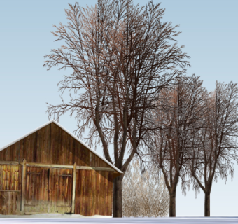 自然风雪景木屋su模型