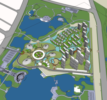 现代小区规划su模型