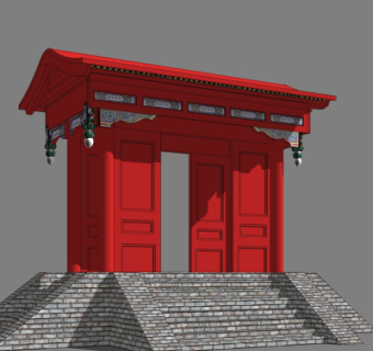 中式门头su模型