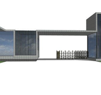 现代小区入口大门免费su模型