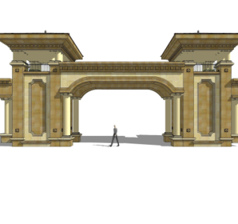 欧式古典小区入口免费su模型