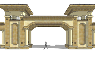 欧式古典小区入口su模型