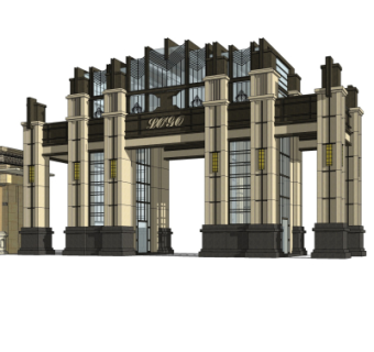 新古典小区入口规划免费su模型