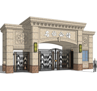 欧式古典小区入口免费su模型