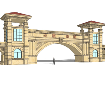 欧式古典小区入口免费su模型