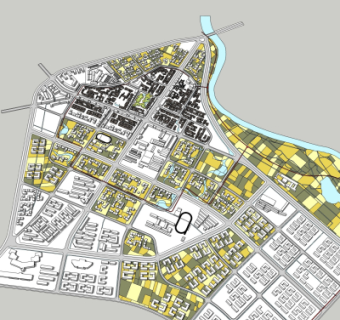现代城市规划设计su模型