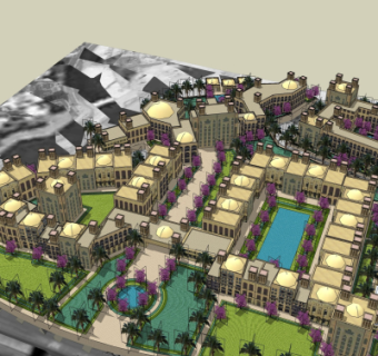 欧式小区规划su模型