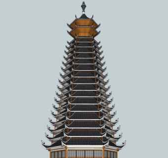 日式佛塔su模型