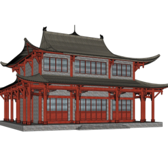 中式古建殿宇su模型