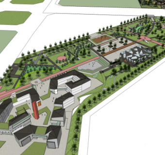 现代商业区规划su模型