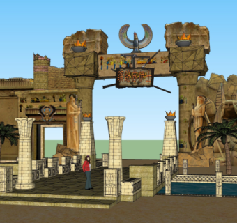 埃及风游乐场入口免费su模型