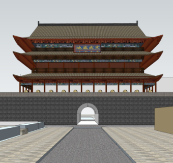 中式城门楼su模型