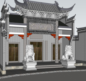 中式四合院su模型