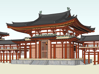 日式寺院su模型