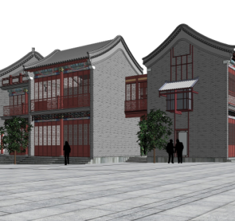 中式住宅楼su模型