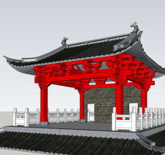 中式楼阁免费su模型