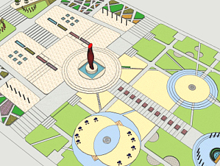 现代广场规划su模型