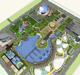 现代小区规划su模型