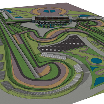 现代赛车跑道设计su模型