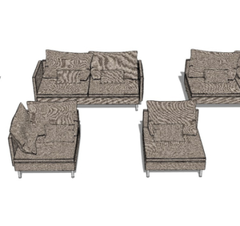 现代布艺双人沙发su模型