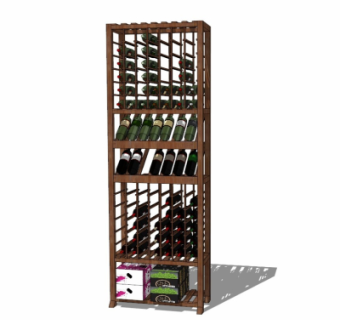 现代实木酒架su模型